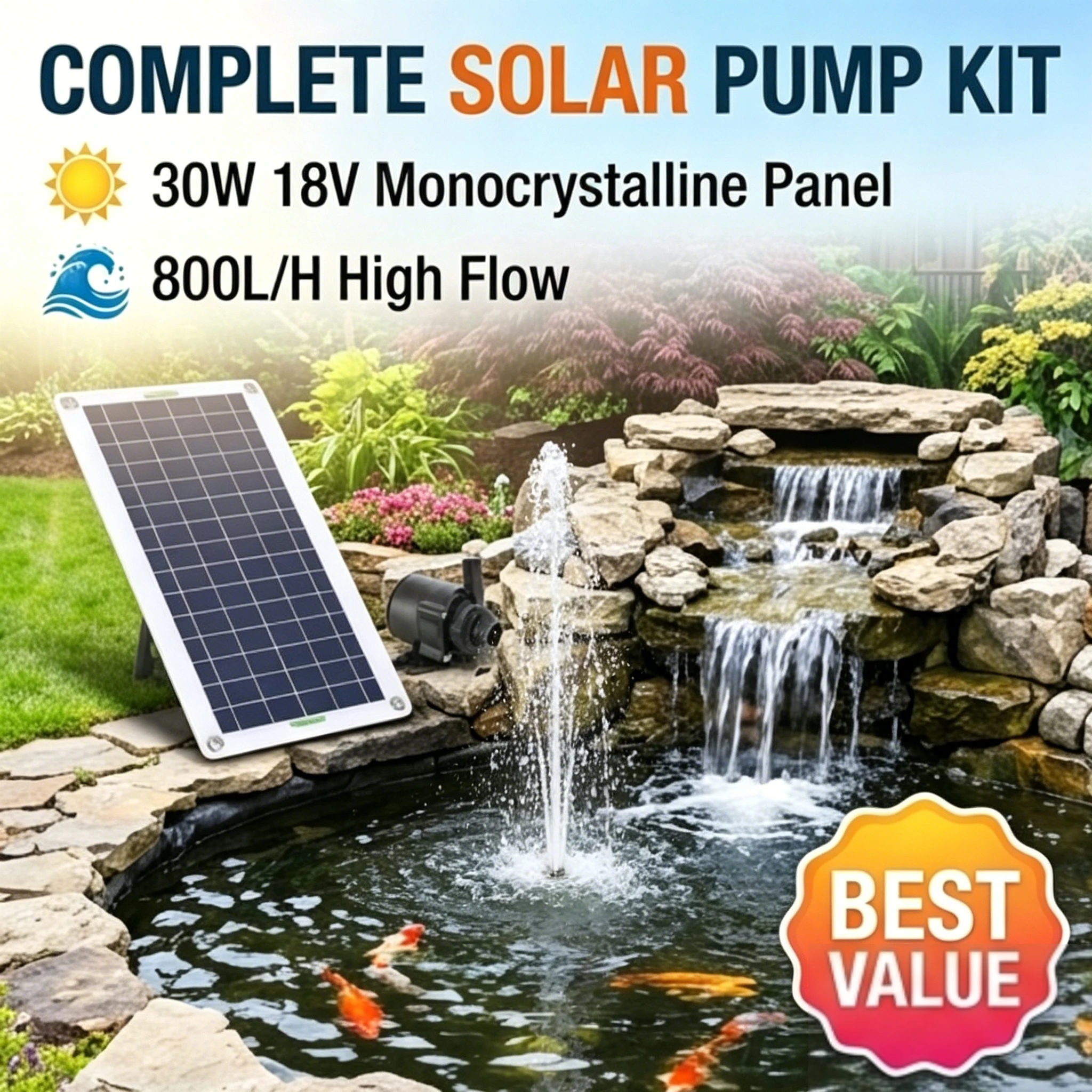 30W 18V güneş paneli ile 800L/ - Solar Pool Pump Kit incelemesi ve fiyatı
