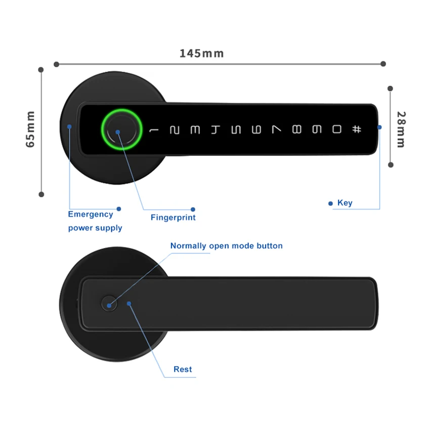 TYSH Tuya Smart Automatic Security Biometric Fingerprint Handle Lock Cerradura Inteligente Lock Electronic Smart Door Lock