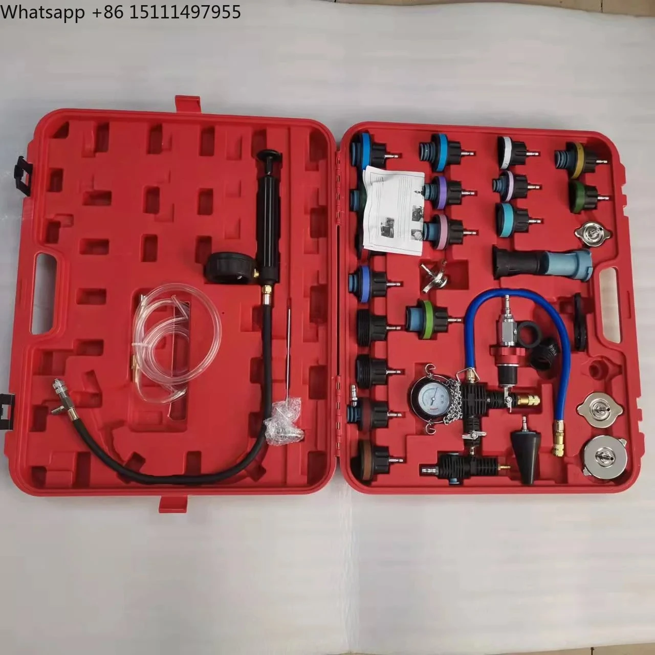 34pcs Universal Automotive Water Tank Leak Test Detector and Vacuum Coolant Radiator Pump Pressure Cooling System Tester