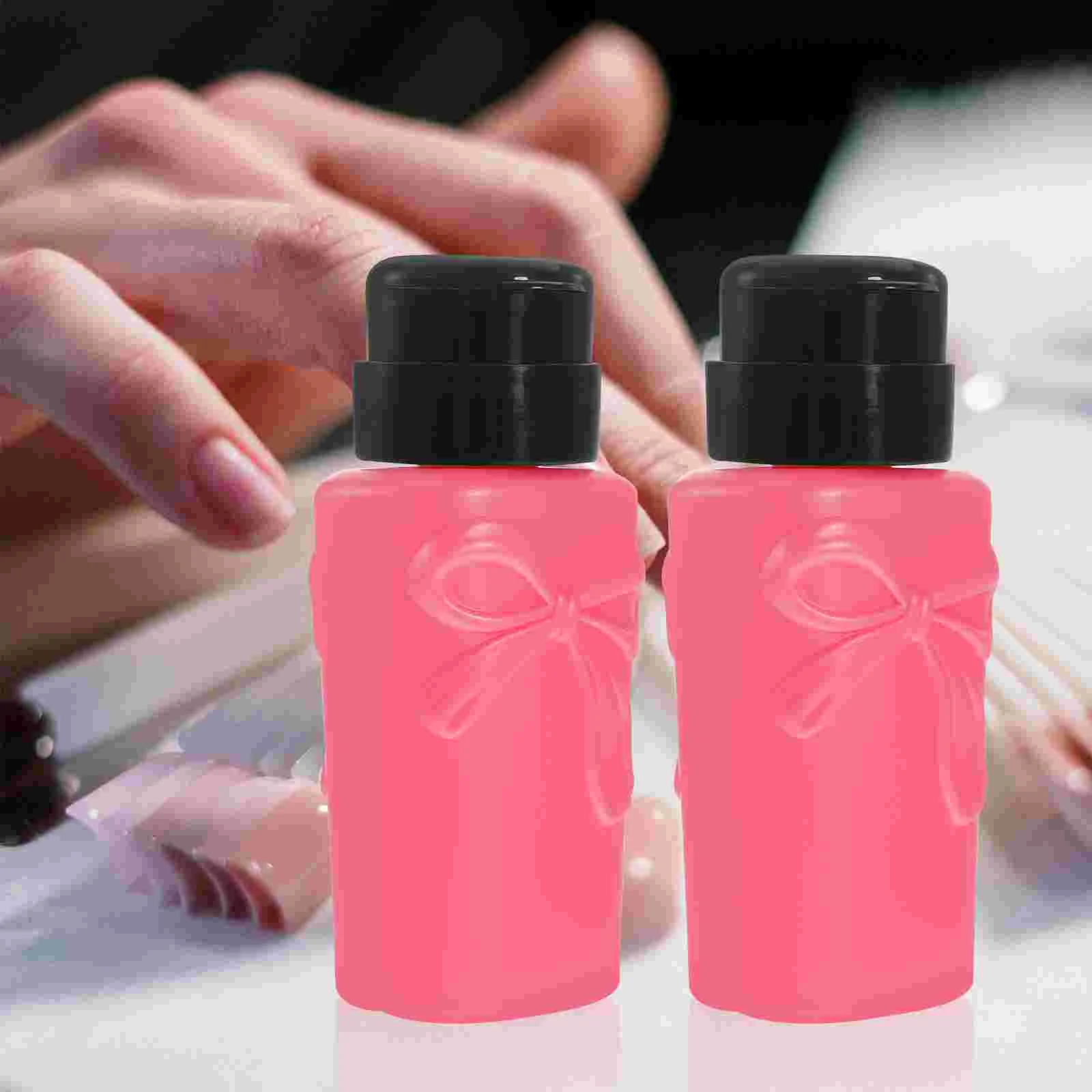 

2 Pcs Push down Empty Lockable Pump Dispenser Nail Remover Lotion Polish Travel Make up