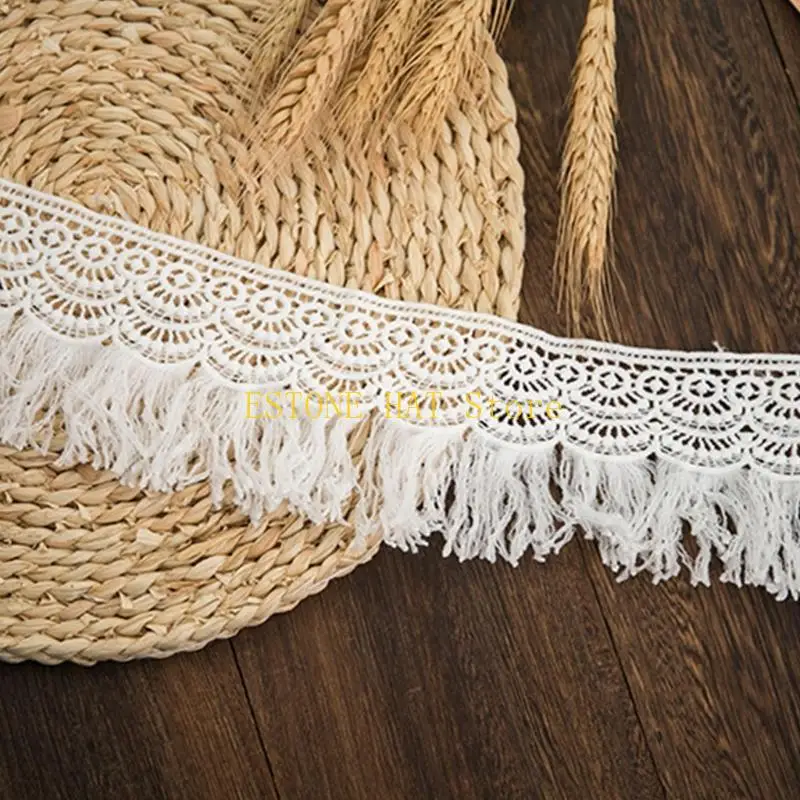49MF Lace Ribbon Wedding Decoration Lovely Gift Packing Polyester Material White