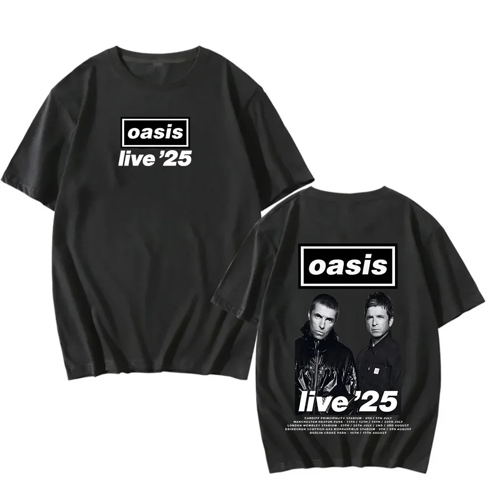 2025 OasissBand Tour T-shirts Fan Gifts Two Sides  Classic T-Shirt Men\'s Women Cotton Tee-shirt Short Sleeves O-neck Tees Tops