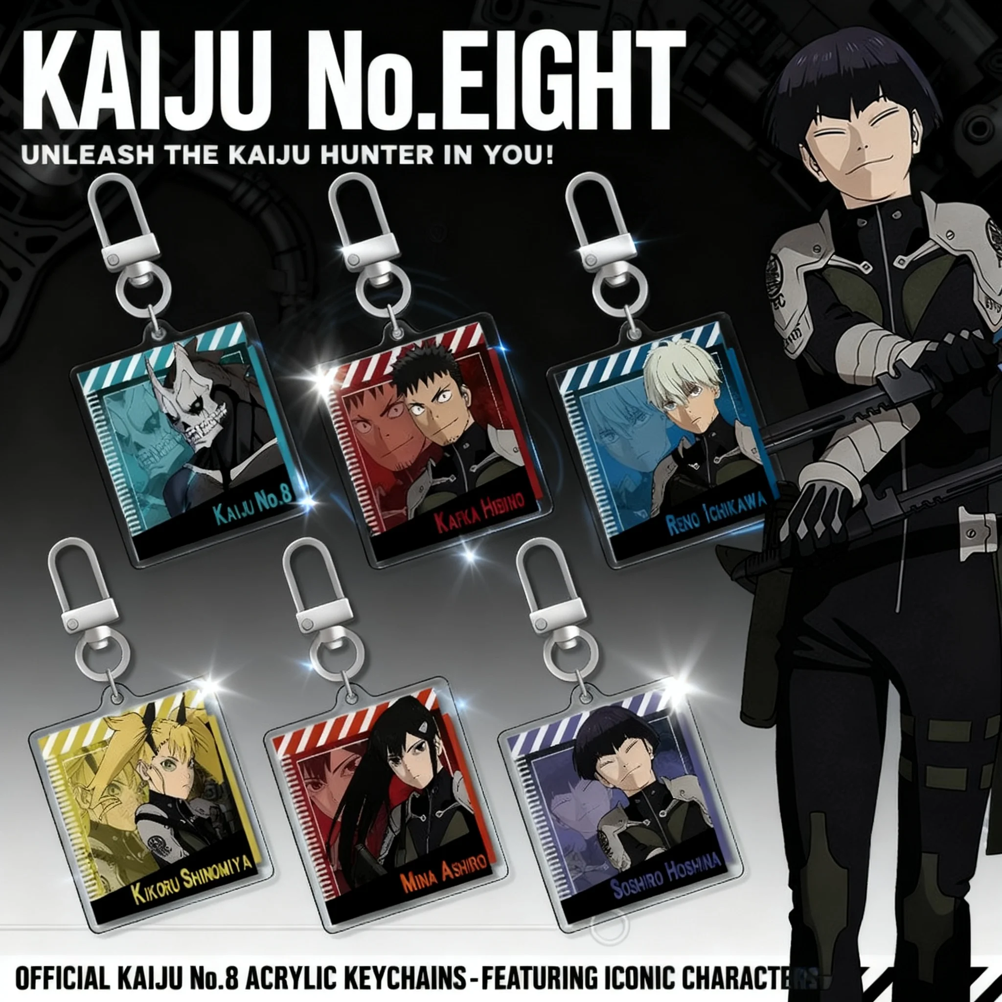 

Monster 8 Keychain Acrylic Charm Kafka Reno Mina Anime Gift Layered Keychain Accessories for Fans Collectible Cosplay