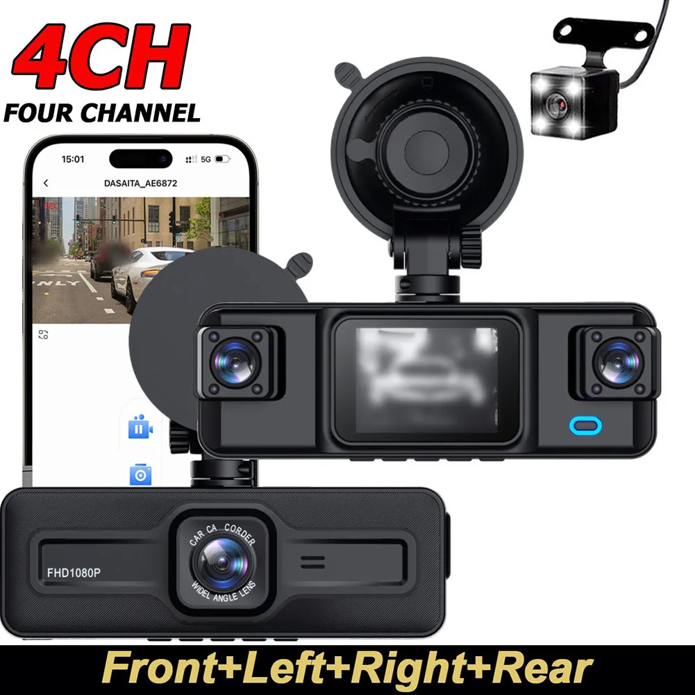 

New Driving Recorder With High-definition 1080 Recording WiFi Mobile Connectivity Reverse Image For-Night Vision Four Lenses
