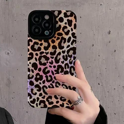 Fashion Color Leopard Silicone Phone Case For iPhone 17 Air 13 12 11 16 14 15 Pro Max Plus Mini Leather Shockproof Full Cover