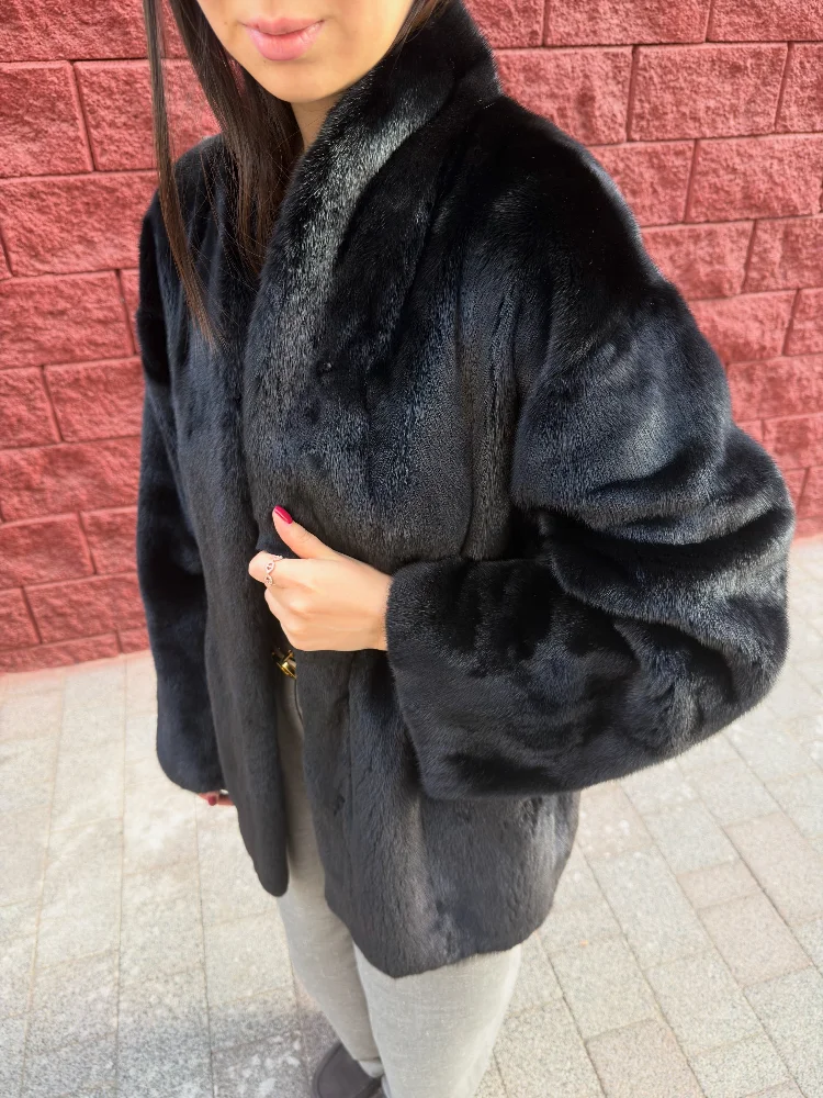 Ladies Chic Black Faux Fur Jacket Long Sleeve Open Front Loose Fit Pocket Overcoat Fall Winter Daily Streetwear Trendy Outerwear