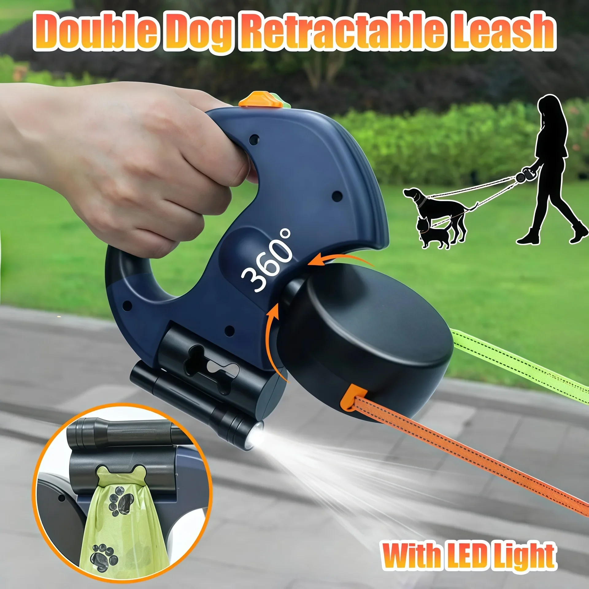 Double Retractable Dog Leash 1