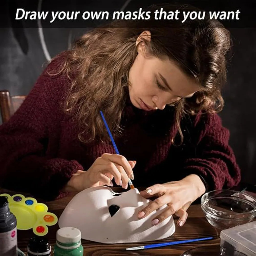 1/10Pcs DIY Full Face Masks Paper Blank White Halloween Cosplay Cat Paintable Couple Half Animal Mache Party Decor Craft Props