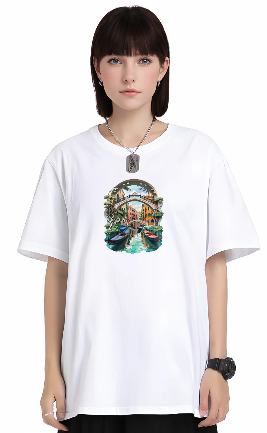 

Women's Pure Cotton T-Shirt with Heritage Papercut Print - AC011