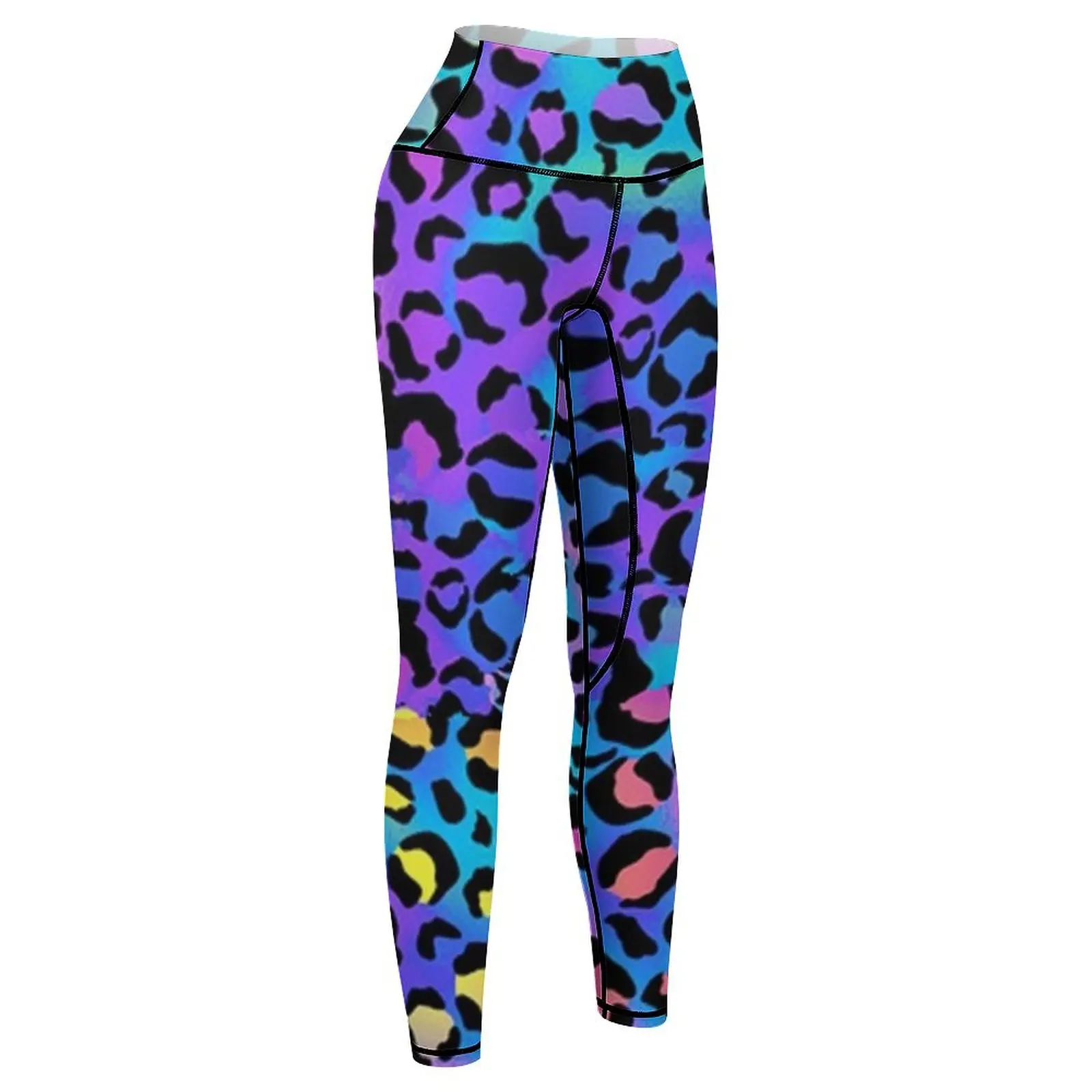 Holographic Rainbow Leopard Print Spots on Bright Neon Leggings gym's sportswear Sports pants woman legging gym Womens Leggings