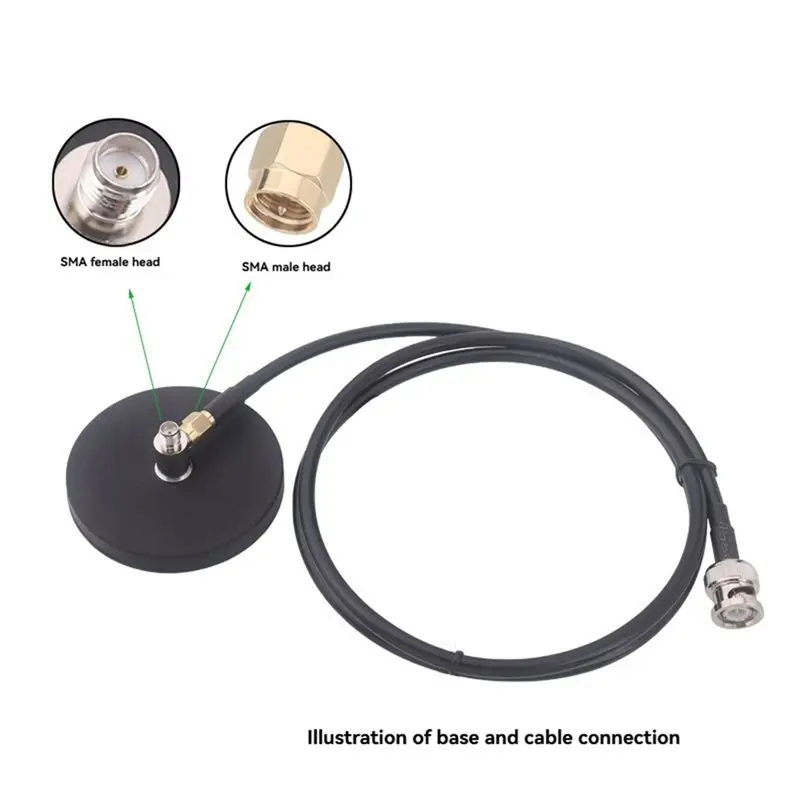 【PHONE ACCESSORY】Walkie-Talkie/Vehicle Antenna Magnetic Mount SMA Male To BNC Male RG58 Coaxial Extension Cable 3-Meter Length B