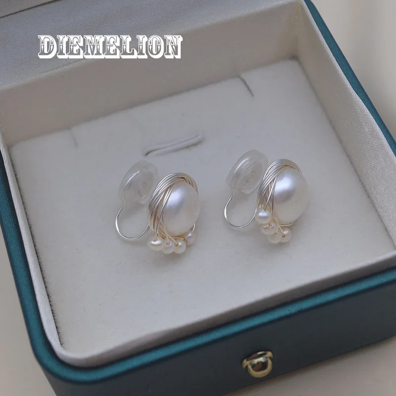 10-11mm High Quality Natural Freshwater Pearl Clip on Earrings Pierced and Non Pierced Silver Color Fine Jewelry for Women