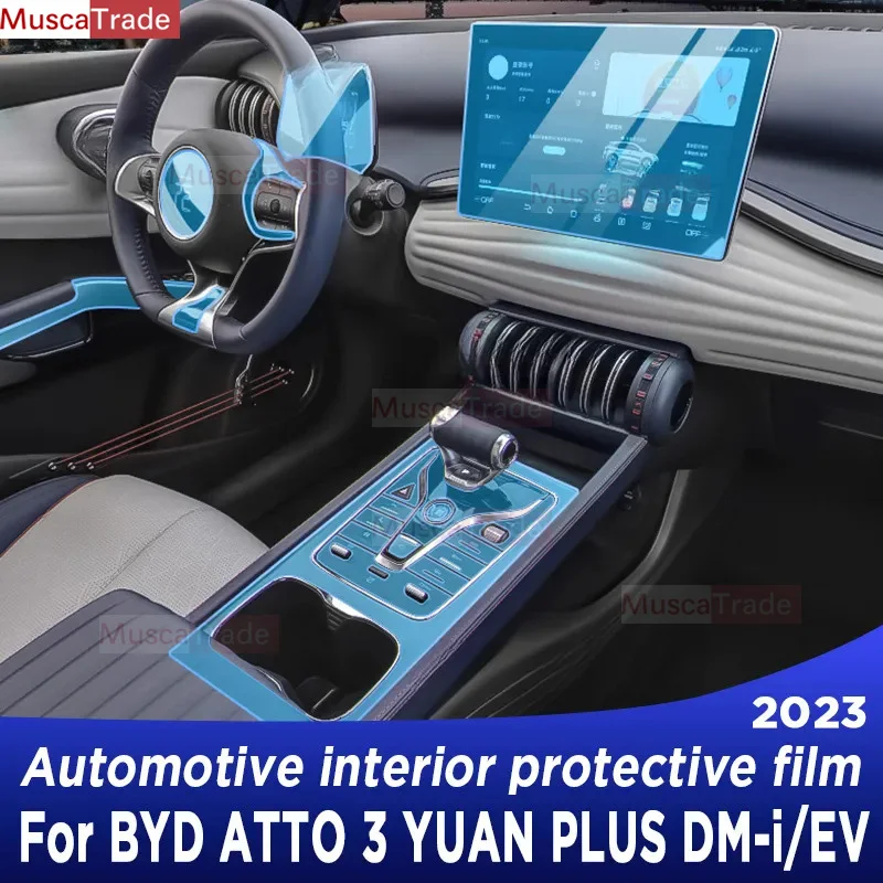 

For BYD ATTO 3 YUAN PLUS DM-i/EV 2023 Gearbox Panel Navigation Screen Automotive Interior TPU Protective Film Cover Anti-Scratch