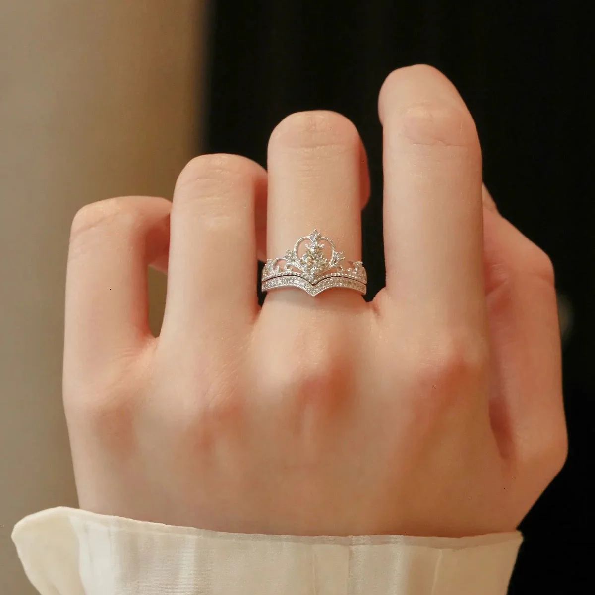 Fashion Crown Adjustable Ring for Women Copper Metal Irregular Geometry Punk Vintage Rings Girls 2024 New Y2K Trendy Jewelry
