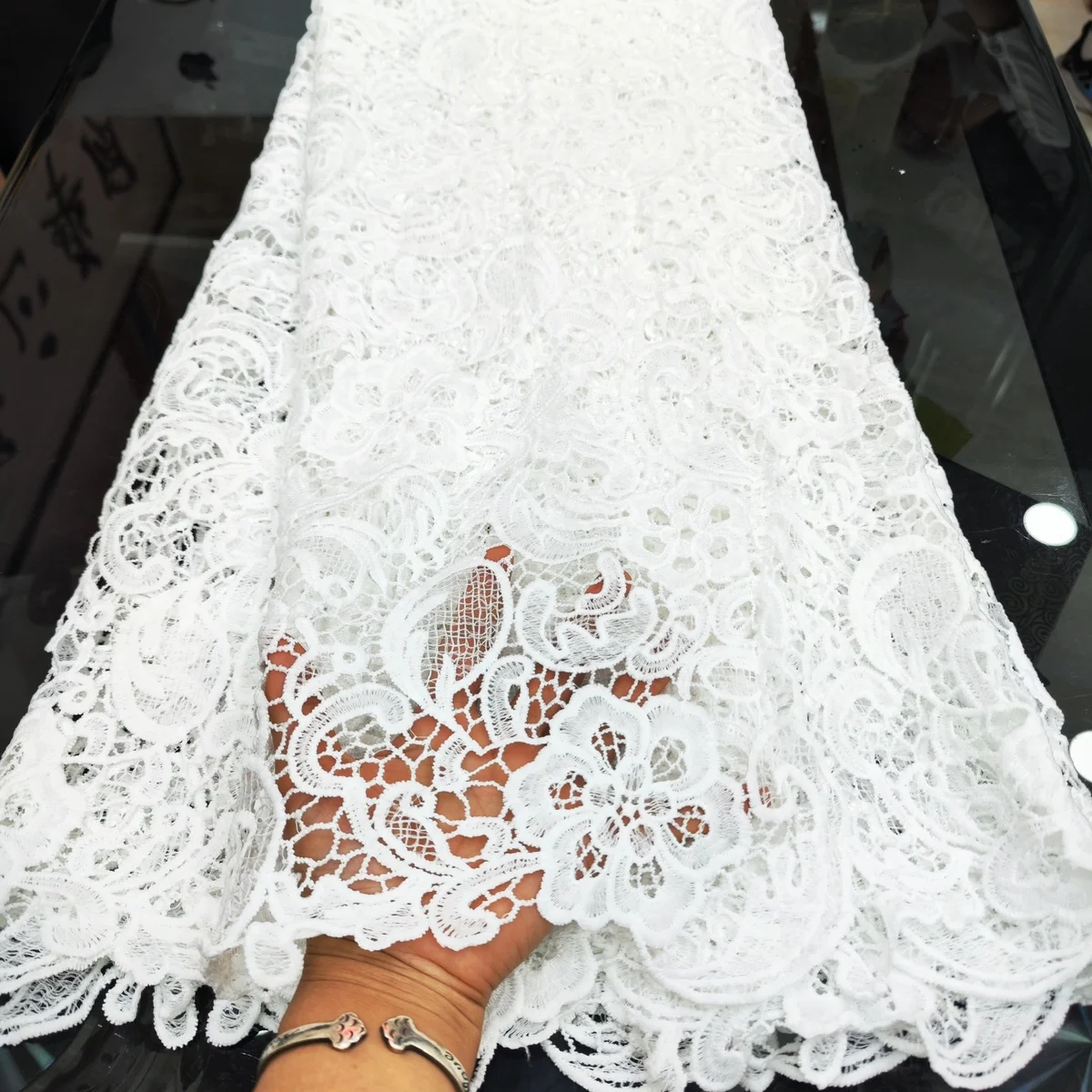 White African Nigerian Water Soluble Cord Lace Fabric 2023 High Quality French Mesh Lace Fabric For Wedding Party Dress KJFT2309