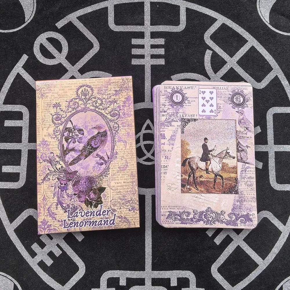 Lavender Lenormand Deck 9*6cm - 36 Cards with Vintage Botanical Illustrations, Shabby Chic Purple Aesthetic Tarot Alternative - view 3
