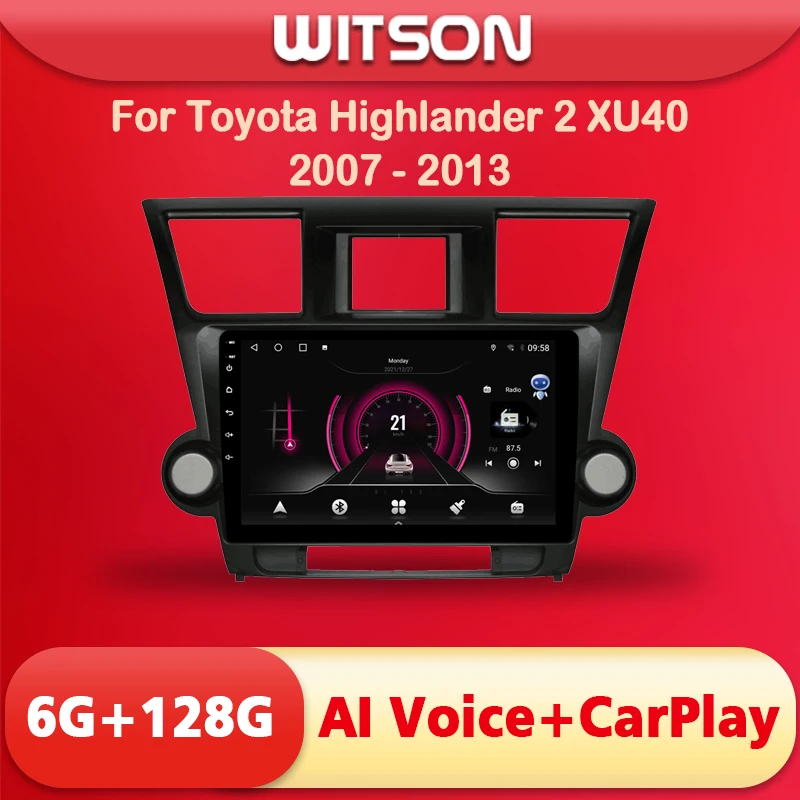 

WITSON 9 inch Android 11 AI VOICE 1 Din in Dash Car radio For Toyota Highlander 2 XU40 2007 2008 2009 2010 2011 2012 2013 Player