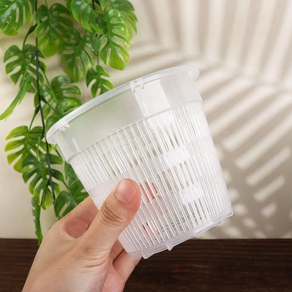 

Plastic Succulent Plant Pots Breathable with Tray Plant Growth Container Transparent Root Control Orchid Flower Pot