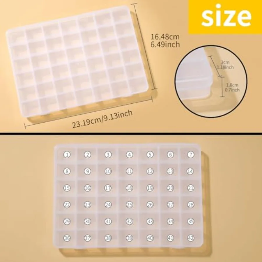 42 Grids Plastic Bead Organizer Beads Storage Containers Bead Holder Organizer Clear Storage Dividers Box for Jewelry Arts and