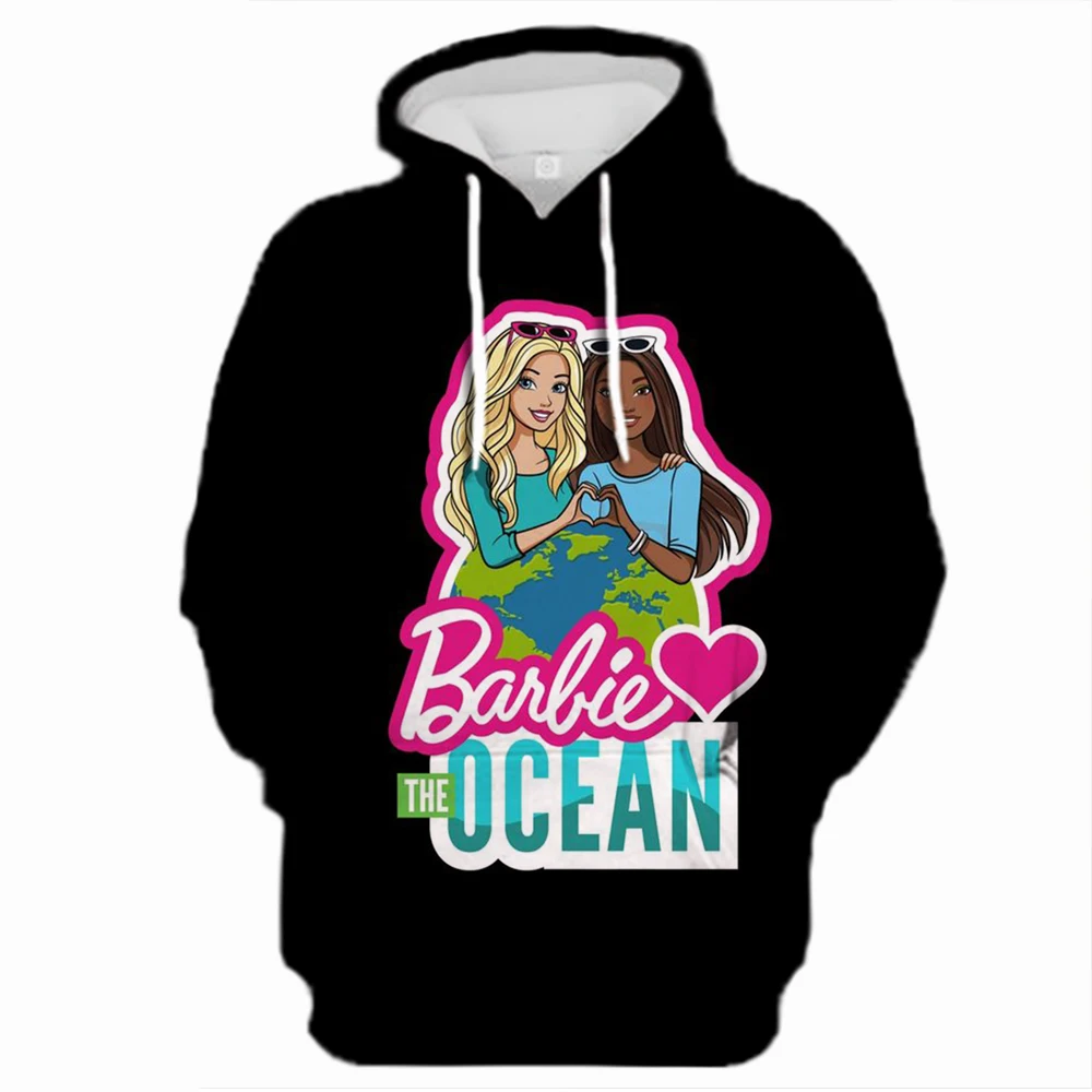 Barbie Hoodies Casual Girls Y2K Sweetness Sweatshirts Autumn Pullover Trendy Letter Print Hooded Sweater Long-Sleeved Women Gift