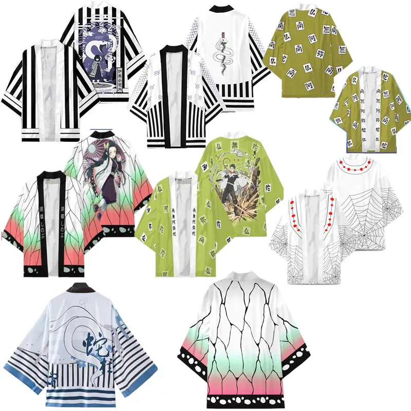 

Demon Slayer Tanjirou Kamado Cosplay Costumes Kimonos Men Japanese Anime Haori Kamade Nezuko Robe Kochou Shinobu Kimono Cloak