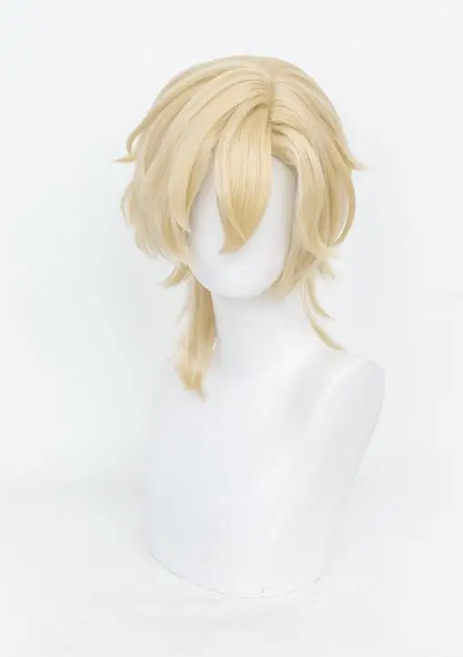 

Aventurine Wig Synthetic Short Straight Blonde Middle Part Game Cosplay Hair Heat Resistant Wig for Party