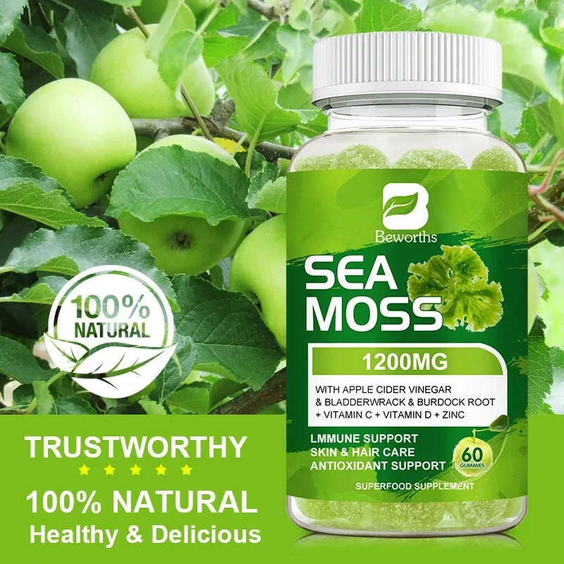 Minch Organic Sea Moss Gummies With Irish Gummis,Burdock Root,Bladderwrack Immune Health,Healthier Skin & Hair,Detox For Adults