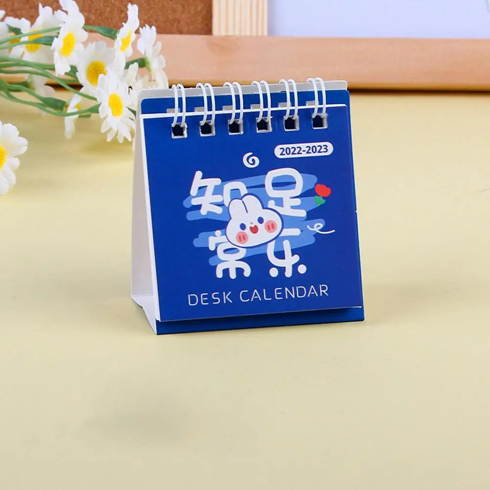 Easy Read Mini Desk Calendar Clear Print Smooth Page Turning Durable 2023 Daily Schedule Cartoon Desk Calendar