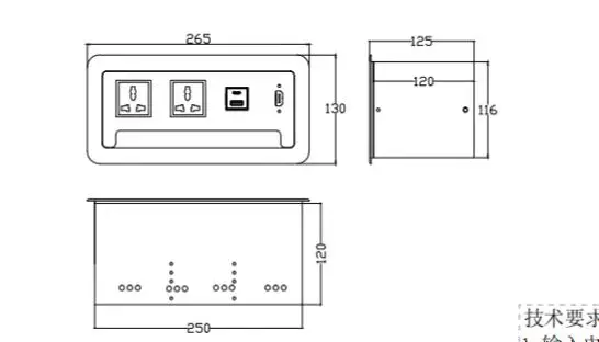 Hidden Table Power Outlet Flip up Brush Socket Aluminum Alloy Tabletop Socket Into Desk 2 Power+2 USB Charger+1HDMI