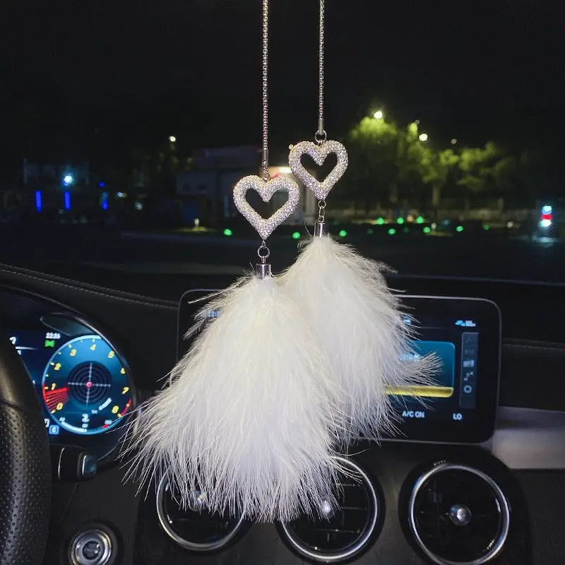 

Feather Pendant Car Interior Decoration Car Hanging Decoration Pendant High-end Diamond-inlaid Bear Car Interior
