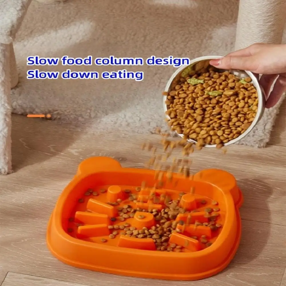 Dog Bowls Slow Feeder Maze Interactive Dog Puzzle Non Skid Stop Pet Food Bowls Eco-Friendly Non Toxic Healthy Design Tiger Shape