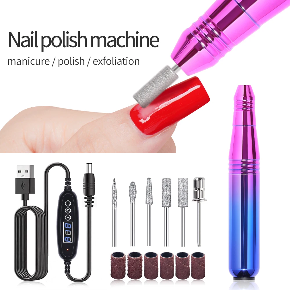 35000RPMネイルドリルマシン 電動高速ネイルサンダー マニキュア用クイックサンディング ミリングカッターセット ジェルポリッシュリムーバー