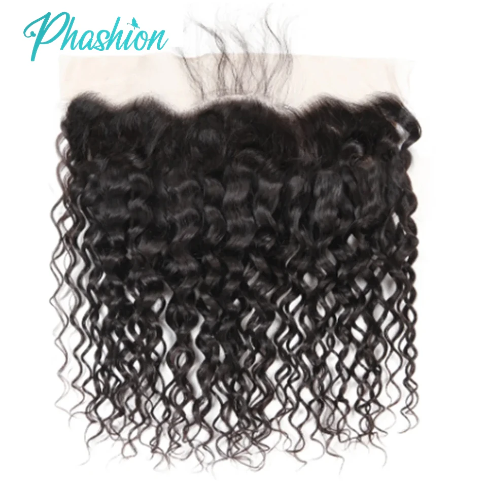 Phashion onda de agua 13x4 encaje Frontal y HD transparente suizo 4 × 4 cierre Pre desplumado cabello humano Remy brasileño para mujeres negras