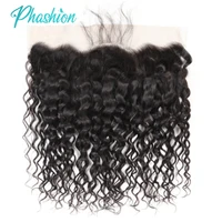 Phashion onda de agua 13x4 encaje Frontal transparente suizo 4 × 4 cierre Pre desplumado oreja a oreja cabello humano brasileño para mujeres negras