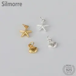 1pc 925 Sterling Silver Starfish Shell Solid Charm Pendant DIY Fine Jewelry Making Jewelry Finding