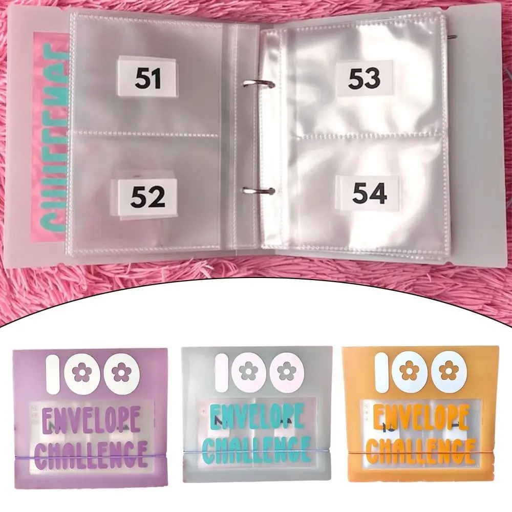 Labeled Slots 100 Envelope Challenge Binder PVC Cash Envelopes A5 Binder Sleeve Budget Organizer Money Saving Binder