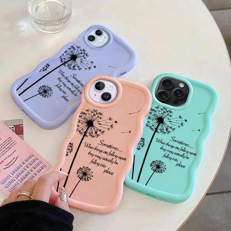 Flower Macalong Phone Case for iPhone XR 11 12 13 14 15 PRO MAX PLUS Soft Cover Wavy edged Shockproof Coque Girl Shell