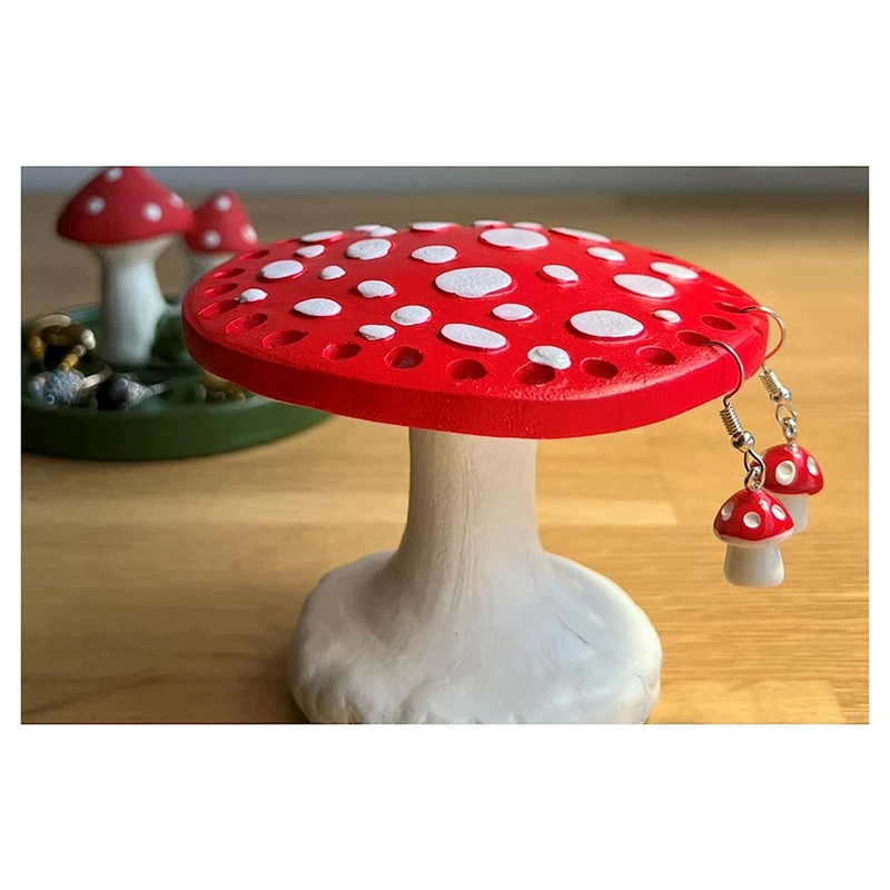 

2 Piece 26 Holes Mushroom Earring Holder Resin Display Rack Jewerlry Stand Organizer