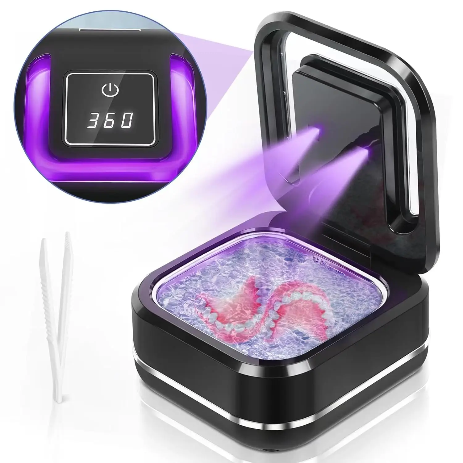 Ultrasonic Cleaner for Dentures Retainers-360 Degree Deep Cleaning Electric Power Source Automatic Cleaning Household Use