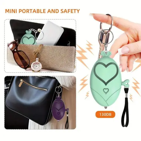 Personal Self Defense Alarm 130DB Heart Shaped Women Elderly Portabl Safety Siren Keychain Emergency Security Protect Alarms