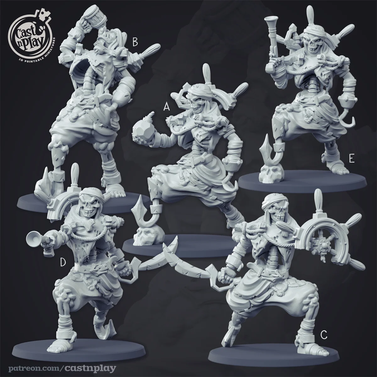 3D Printing Microscopic Models【 Sea Of The Damned 】 Skeleton Pirate Ghost Captain Dnd Battle Piece Model