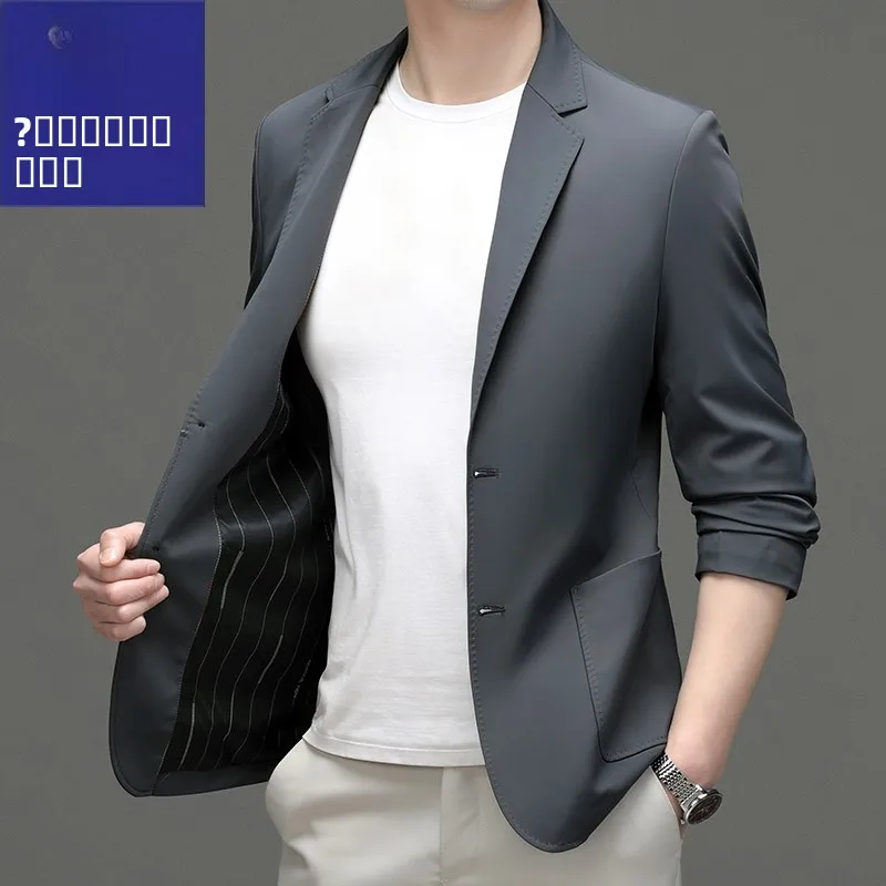 

TUCANO Весенне-осенний новый мужской деловой пиджак из молочного шелка, тонкий, немнущийся, повседневный, приталенный, дышащий, из полиэстера