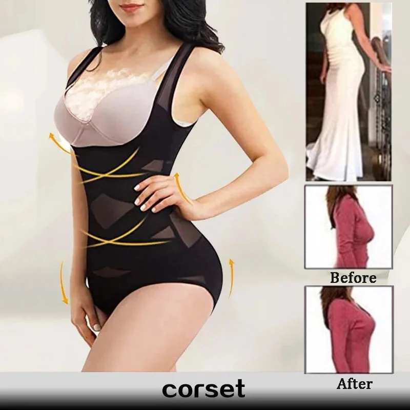 Breathable Shapewear Bodysuit One-Piece Tummy Control Shaper Hip Lifter Corset Thigh Slimmer Waist Trainer Slimming Underwear