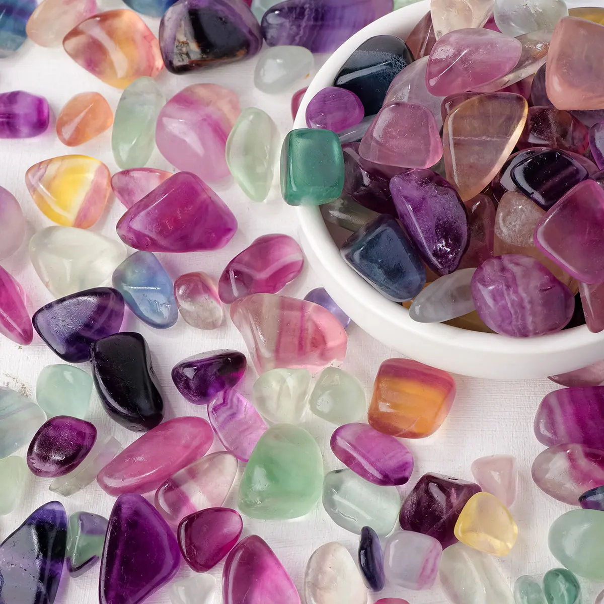 100g/bag Natural crystal rainbow fluorite Rolling Stones, figure-following aroma diffuser, stone fish tank landscape decoration