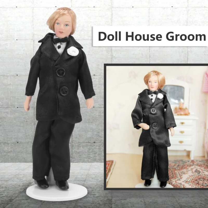 Maison de poupée marié Miniature porcelaine poupée marié 1/12 échelle maison de poupée accessoire de décoration