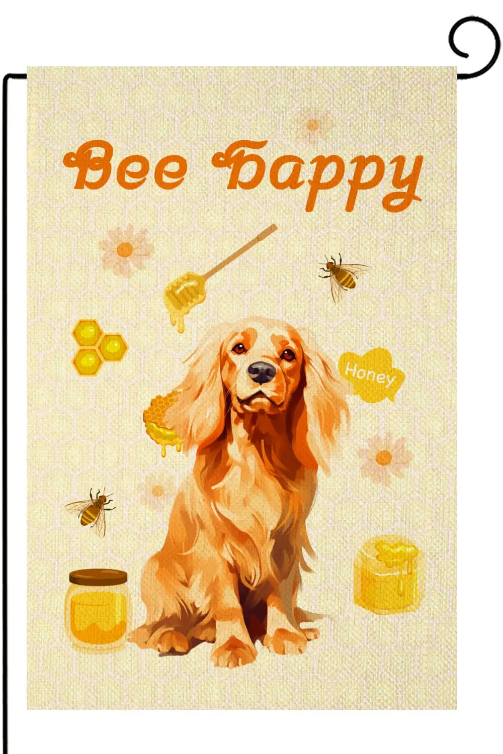 Cocker Spaniel Garden Flag Welcome Spring Summer Garden Flag 12x18 Double Sided, Linen Dog Bee Garden Yard House Flags Outside O