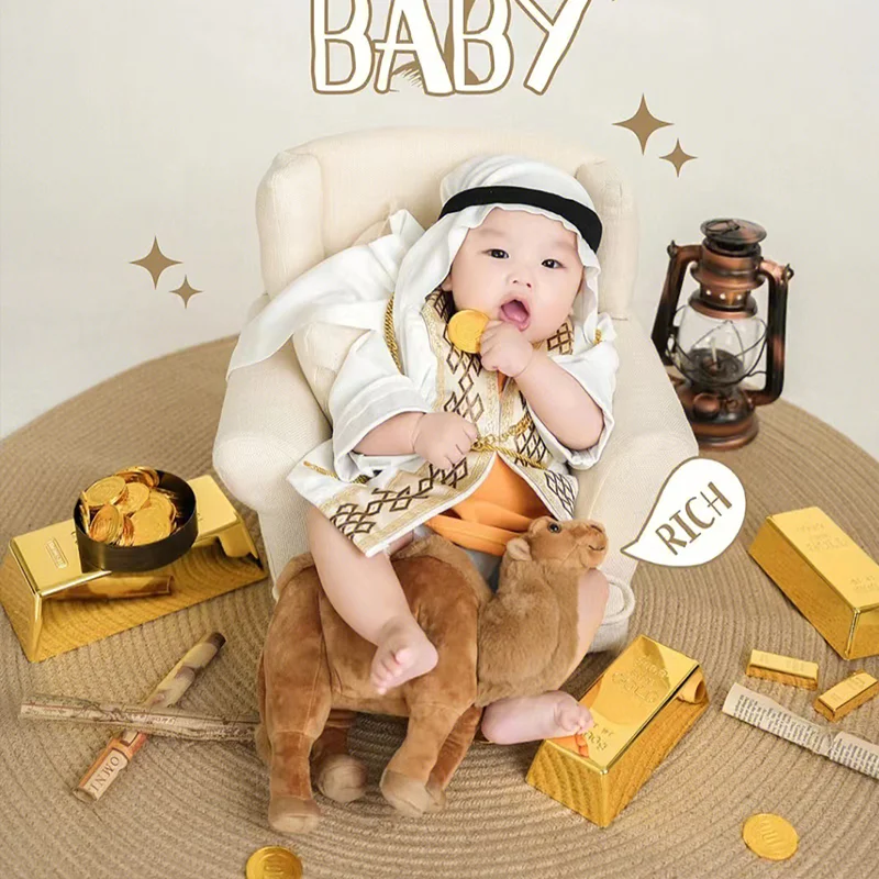 Newborn Photography Outfit Baby Souvenirs Clothing 1 Year Old Boys Accessories Arab Style Props Kids Birthday Gifts Decoration