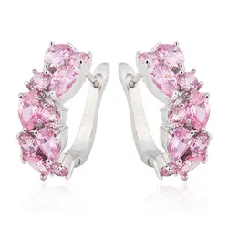 Fashion Lady Stud Earring Classic Pink Stone Earrings Jewelry for Women Water Drop Shape Earrings Aretes De Mujer Modernos