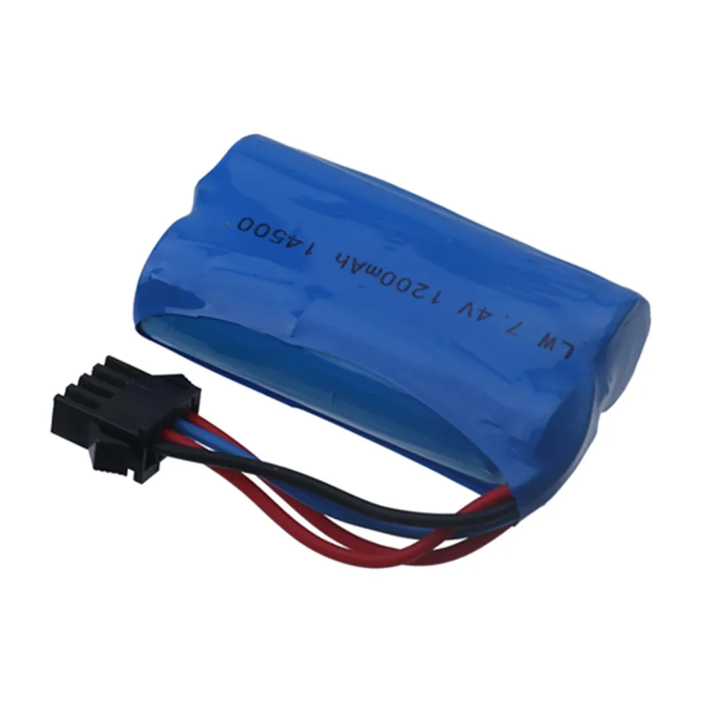 For EC16 7.4V 1200mAh Lithium Battery SM-4P For EC16 Remote Control Battery 14500 Model RC Car Model High-Rate Batteries