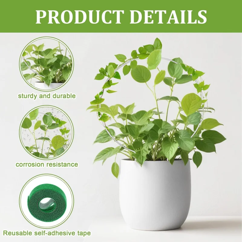 3Pieces 2A round grid rack/1Plant tape, Plant Climbers Support Indoor Outdoor Climbing Plants,Flower pot frame